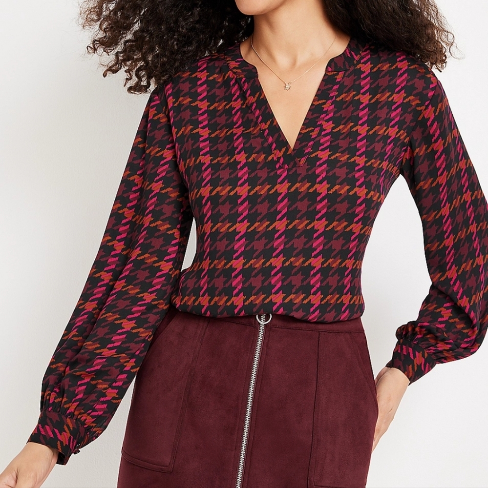 Houndstooth Tunic Blouse